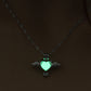 Vintage Silver Color Chain Glow in the Dark Night Jewelry Colorful Angel Wings Heart Pendant Necklace For Girlfriend Luminous
