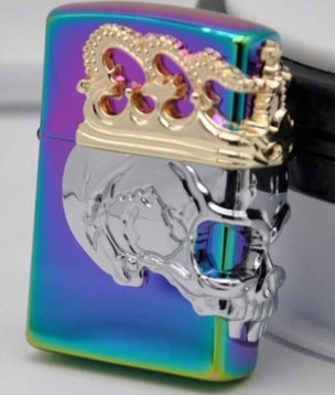 5 color Metal Relief Kerosene Crown skull Lighter