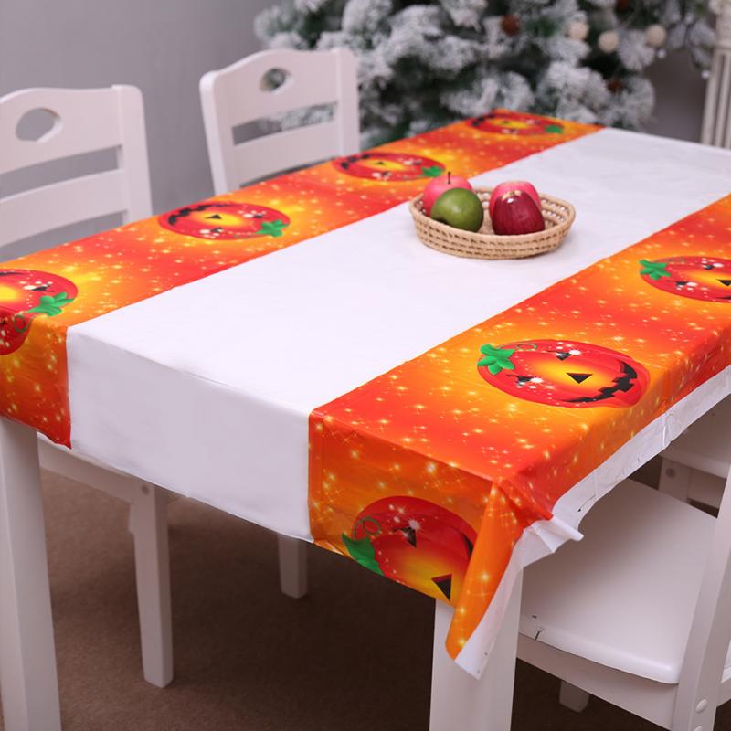 Waterproof Disposable Plastic Table Cover Halloween Skull Pumpkin Tablecloth