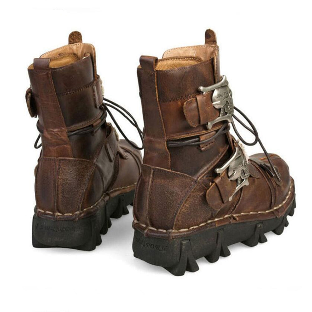 Waterproof Motorbike Boots Shoe Men Skull Motocross Motorcycle Boots Racing Leather Punk Martin Shoes Biker Protective Gear