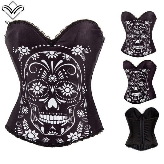 Women Steampunk Top Corset Skull