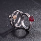 Wedding Love Gift Skull Heart CZ Crystal Rose Flowers Ring Set Silver Color Rings