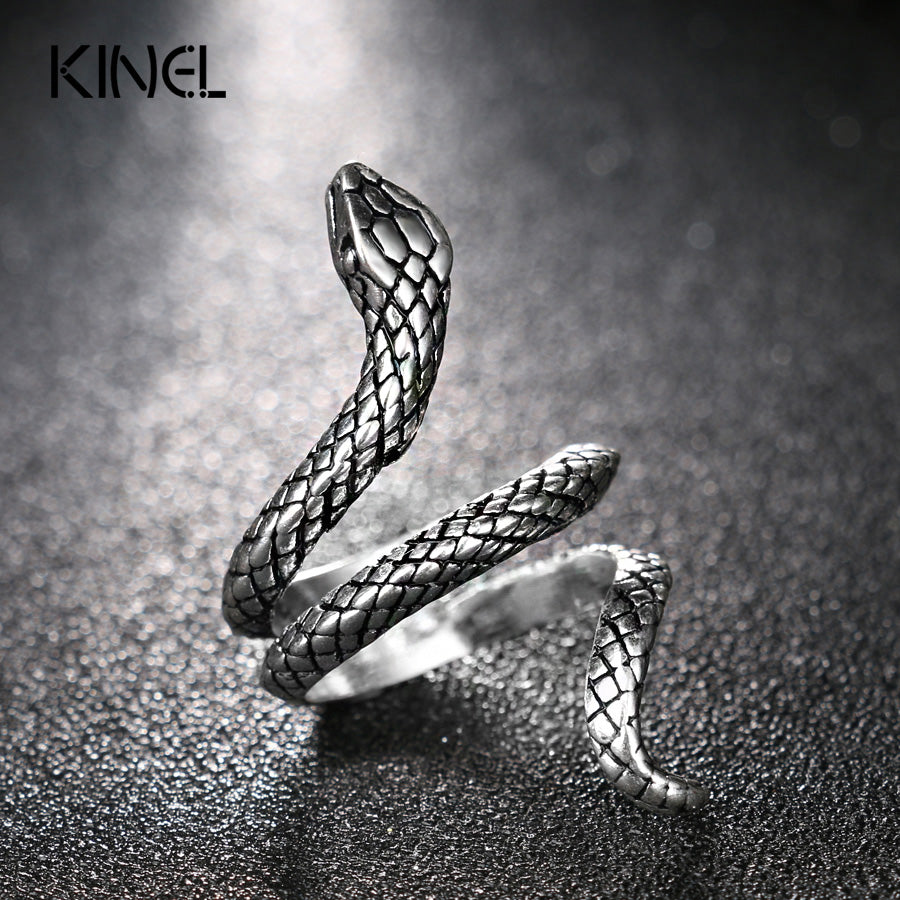 Fashion Snake Rings For Women Color Silver Heavy Metals Punk Rock Ring Vintage Animal Jewelry