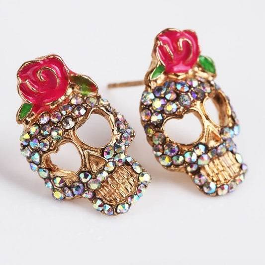 Wholesale Women Cute New Fashion Vintage Stud Earrings Fashion Pattern Skull Earring Jewelry Gifts