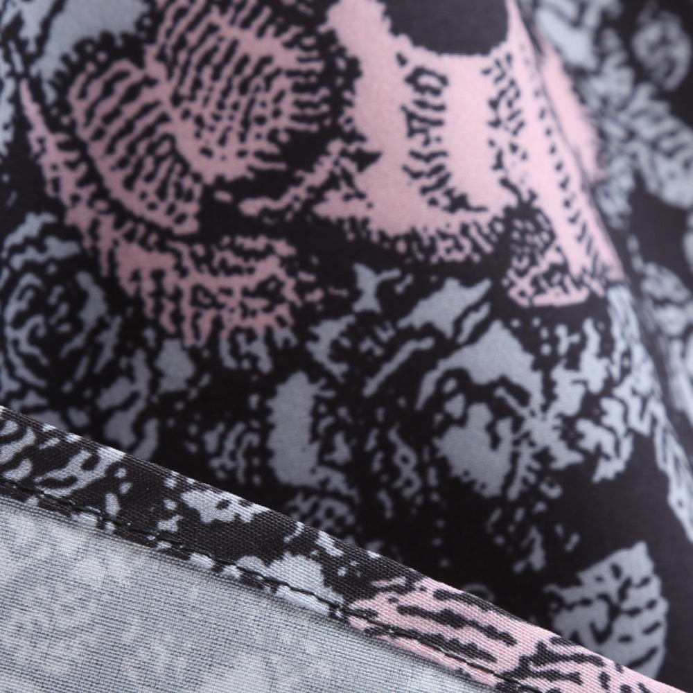 Pink Skull Print Halloween Dress Women Autumn Vintage Dress