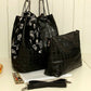 Set of 2 Handbag Skull Skeleton Chain Lady Tote solid color Shoulder Bucket Bag