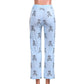 Women Lady Causal Daily High Waist  Skull Print Wide Calf Length Long Leg