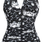 Women Sexy Summer Floral V-neck Halter  Monokini Skull Bikinis Beachwear