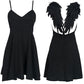 Summer Embroidery dress Femme Dark Angel Wings Gothic vestidos de festa Backless Black White Sexy Party Club dress xs