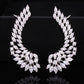 925 Luxury Lady's Silver Post Cubic Zircon Crystal Angel Wing Ear Sweep Wrap Cuff Earrings Climber Earrings