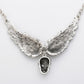Angel Wings Skull Choker Necklace Guardian Biker Crystal Goth Jewelry Gift for Women Silver Color (18+2)"