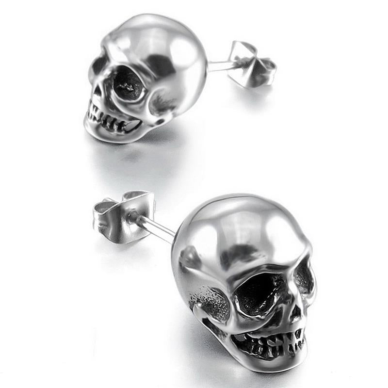 Punk & Rock Skull Stud Earrings for Men Gothic Style Steel Color Earring Charm Earrings Wholesale Price Birthday Gifts