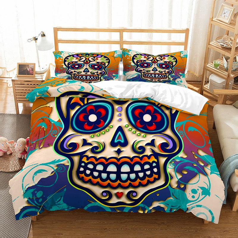 Sugar skull  bedding set luxury 3d printing quilt cover and pillowcase