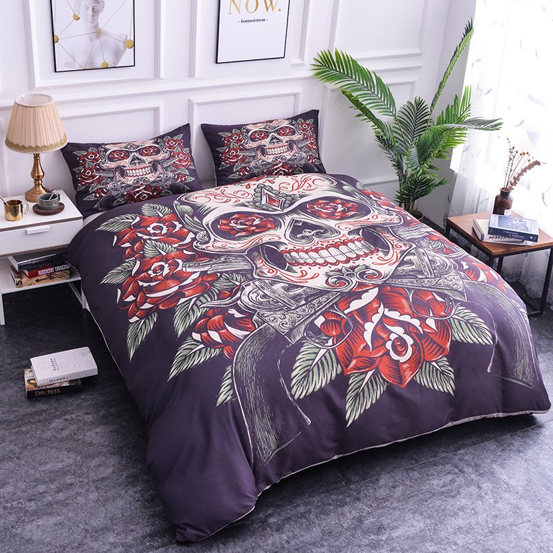 Sugar Skull Printing Bedding Sets 2/3pcs Flowers Pattern