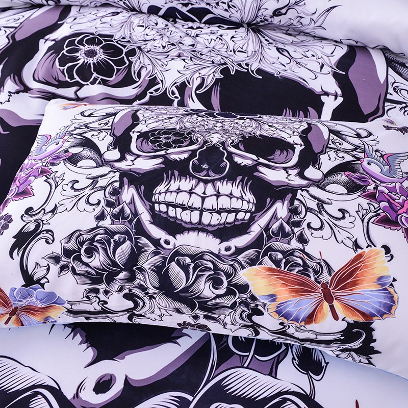 Sugar Skull Printing Bedding Sets 2/3pcs Flowers Pattern