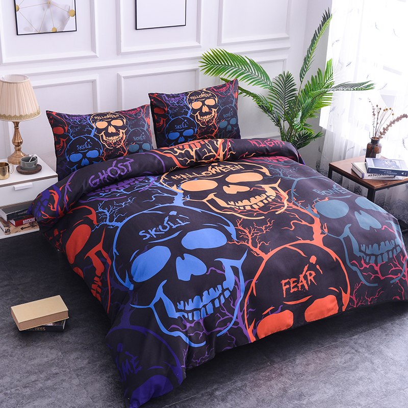 Sugar Skull Printing Bedding Sets 2/3pcs Flowers Pattern