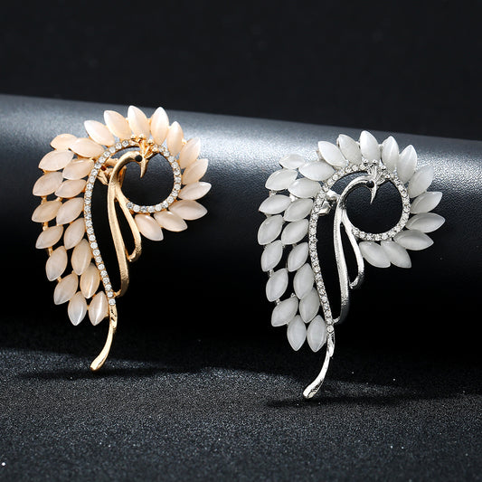 Fashion Left Right Peacock Crystal Ear Cuff Opal Piercing Jewelry Women Best Friend Gift Gold Silver Plated Clip Earrings