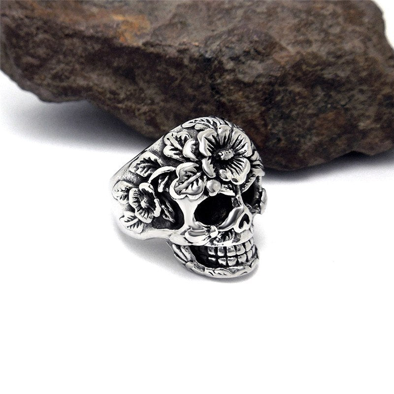 Vintage Europe Silver-Color Stainless Steel Skull Rings Party Men Ring Rock Punk Rings Jewelry