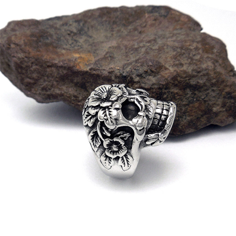 Vintage Europe Silver-Color Stainless Steel Skull Rings Party Men Ring Rock Punk Rings Jewelry