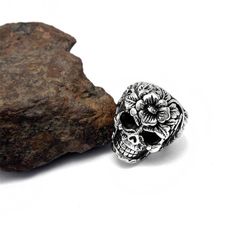 Vintage Europe Silver-Color Stainless Steel Skull Rings Party Men Ring Rock Punk Rings Jewelry