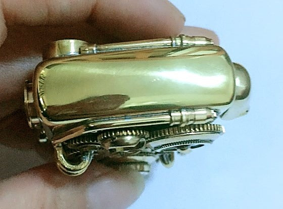 Double-sided gear can run Skull head tube gear welding linkage brass steampunk lighter