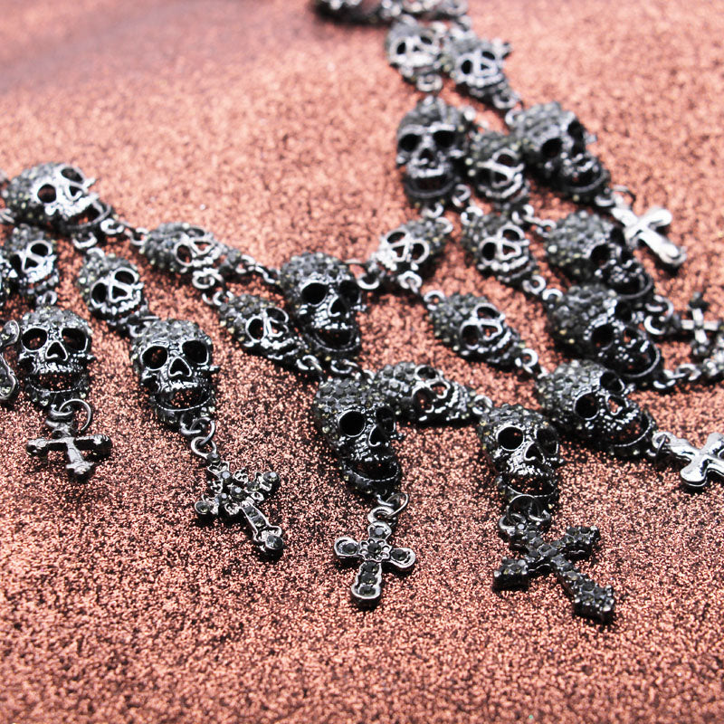 Gorgeous Fashion Necklace Skeleton skull Cross Jewelry crystal Department Statement Women Choker Necklaces Pendants