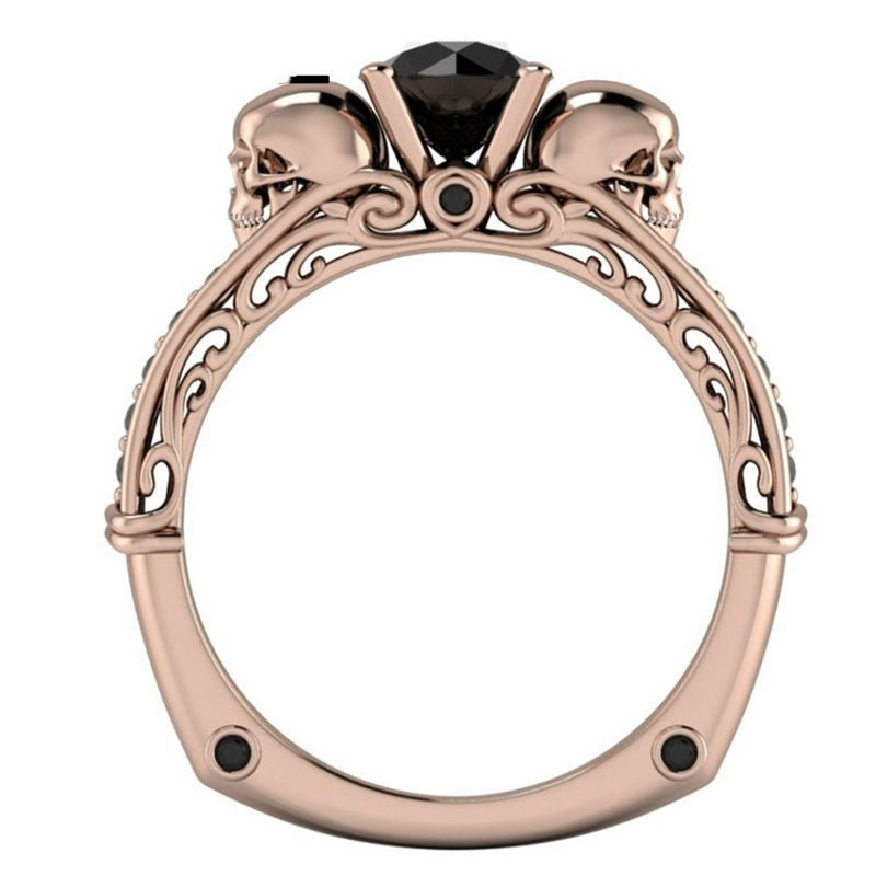 Classic Gothic Skull rings For Women Round Finger Rose Gold Silver color Crystal CZ Wedding Jewelry Trendy Love Gift Ring
