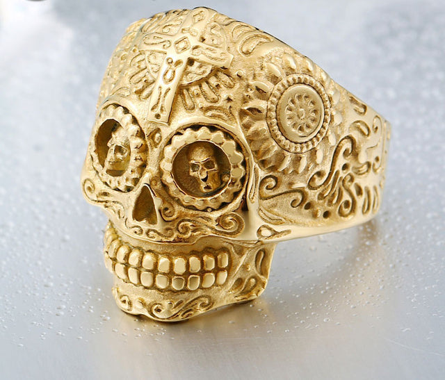 skull ring men stainless steel Hip-hop retro punk personality biker jewelry