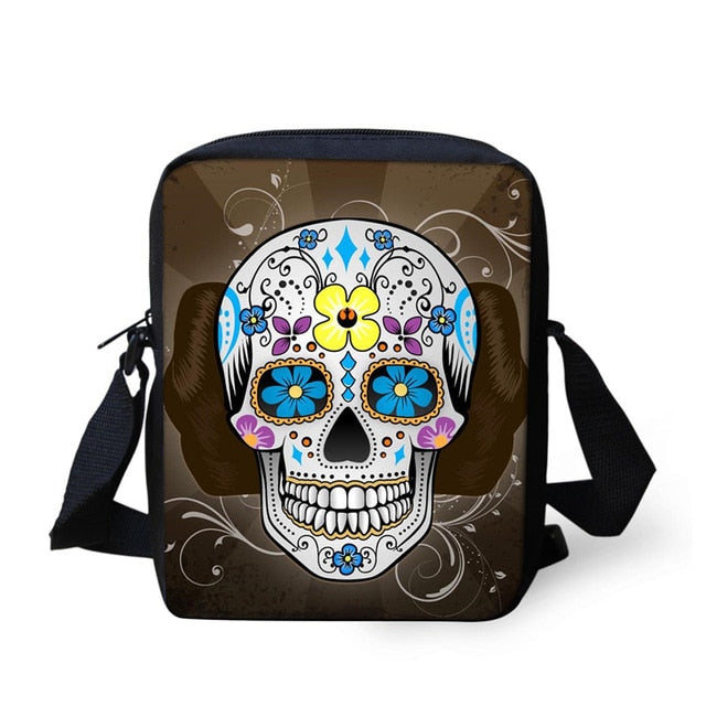 Small Cartoon Women Cross Body Bags Cool Sugar Skull Pattern Ladies Casual Mini Shoulder Bags Female Messenger Bags