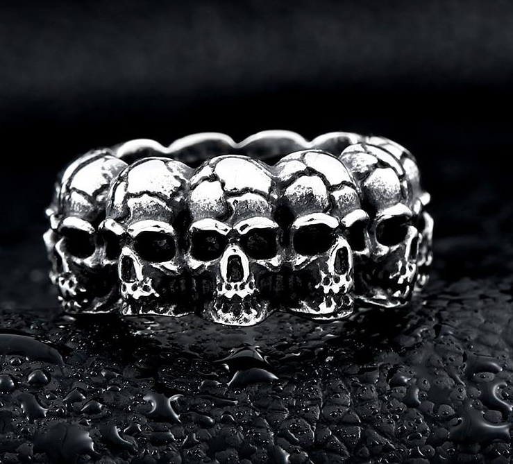 soldier stainless steel men punk skull ring vintage domineering skull 316l steel jewelry