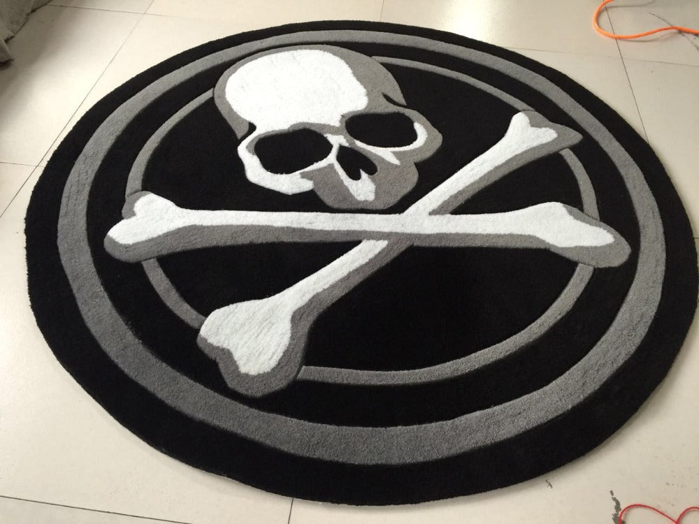 skull Round carpet trend personality black and white living room sofa bed bedroom