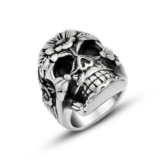 Vintage Europe Silver-Color Stainless Steel Skull Rings Party Men Ring Rock Punk Rings Jewelry