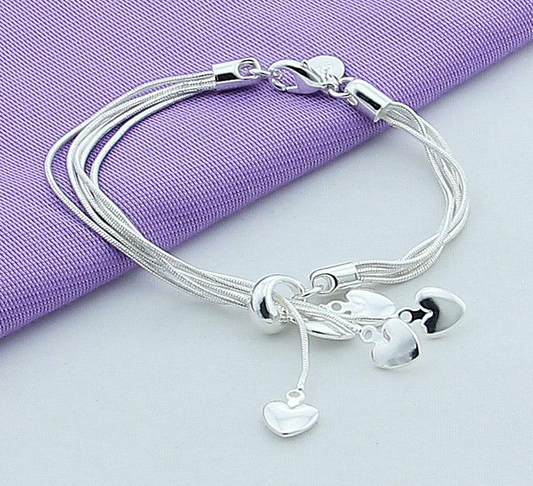 925 Sterling Silver Bracelet Love Bracelet Hook Five Heart High Quality Jewelry Accessories Plated Silver Bracelet