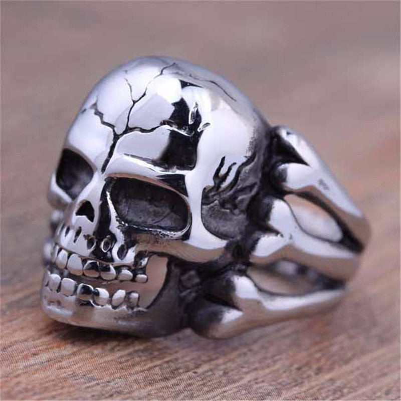 aimeilai Skull Ring Man's Ring Gothic Men's Skull Flower Biker Zinc alloy Ring Man fashion rings