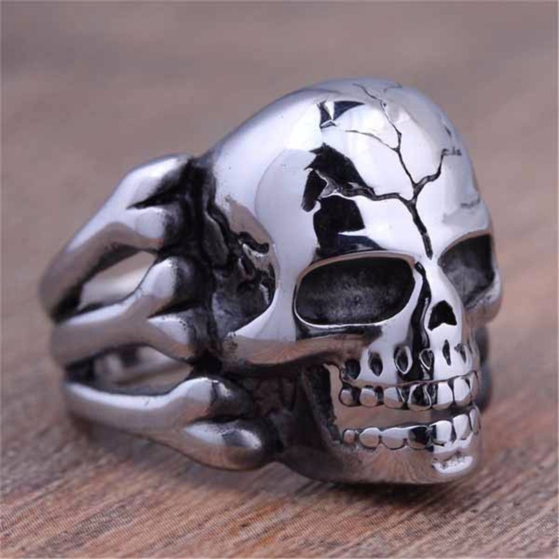 aimeilai Skull Ring Man's Ring Gothic Men's Skull Flower Biker Zinc alloy Ring Man fashion rings