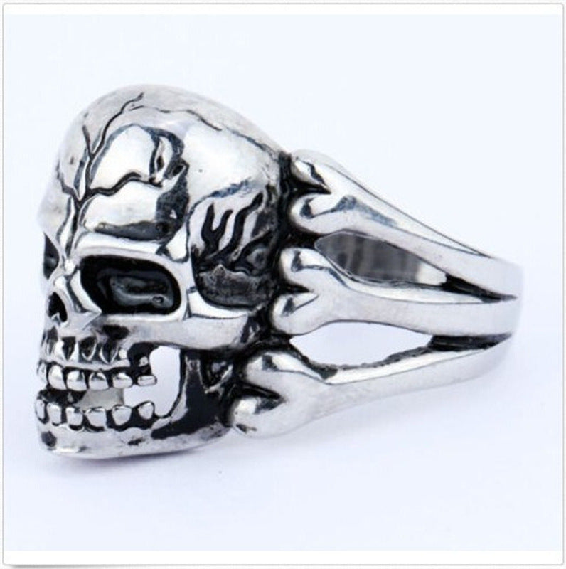 aimeilai Skull Ring Man's Ring Gothic Men's Skull Flower Biker Zinc alloy Ring Man fashion rings