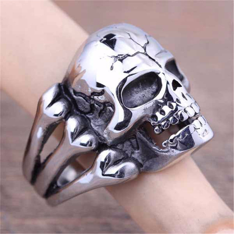 aimeilai Skull Ring Man's Ring Gothic Men's Skull Flower Biker Zinc alloy Ring Man fashion rings