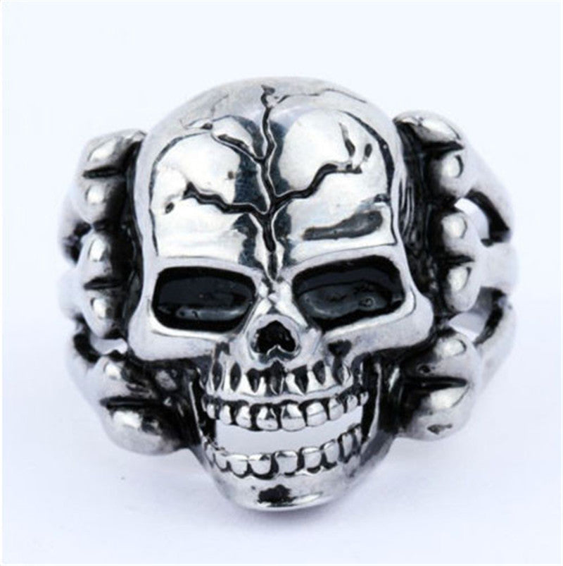 aimeilai Skull Ring Man's Ring Gothic Men's Skull Flower Biker Zinc alloy Ring Man fashion rings