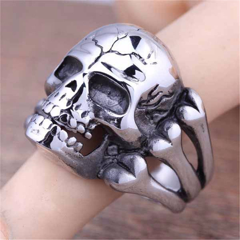 aimeilai Skull Ring Man's Ring Gothic Men's Skull Flower Biker Zinc alloy Ring Man fashion rings