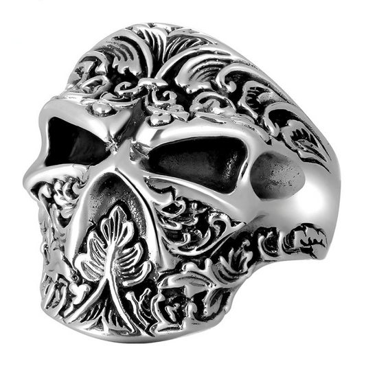 Vintage Real 925 Sterling Silver Skull Ring Men Adjustable High Polished Handmade Rings For Male Punk Rock Gothic Jewelry
