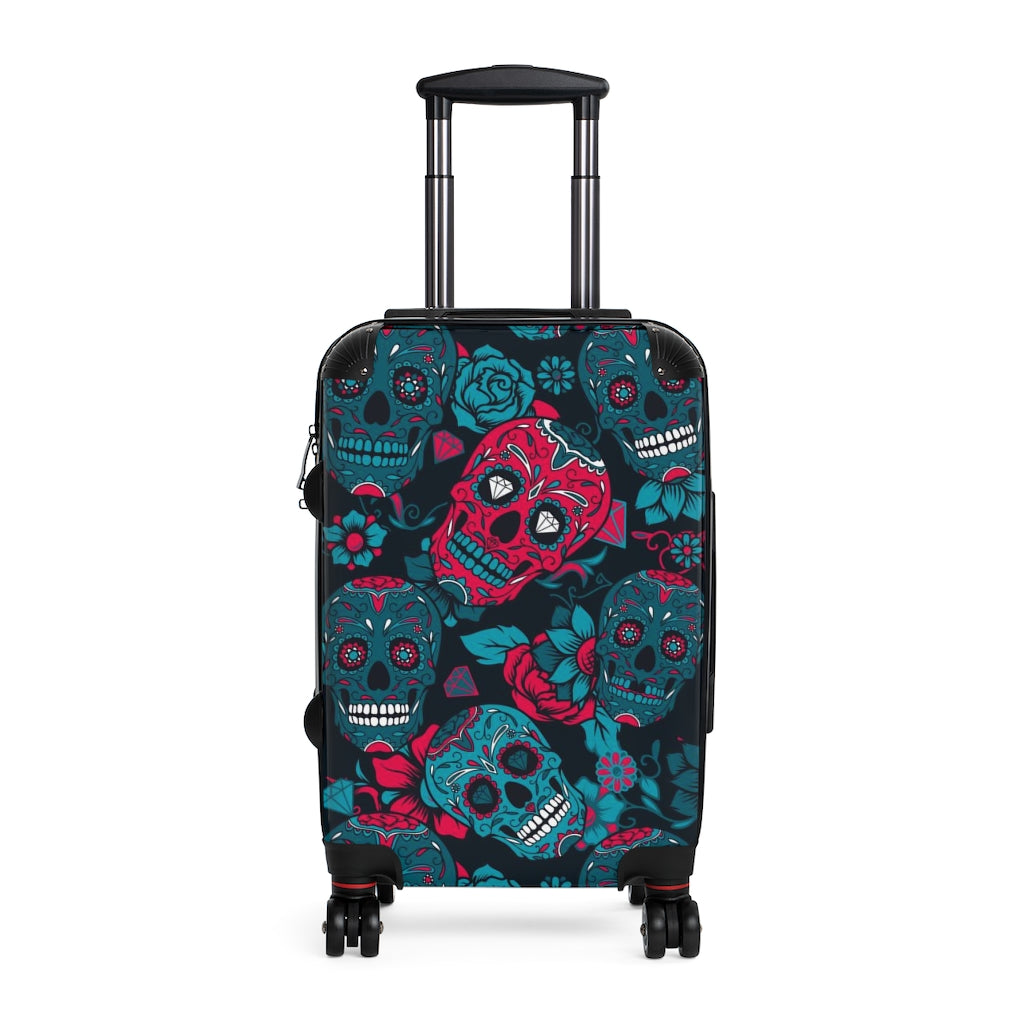 Dia de los muertos sugar skull Suitcases, sugar skull luggage, day of the dead skull skeleton suitcases luggae