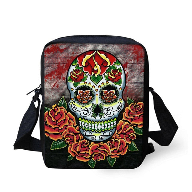 Small Cartoon Women Cross Body Bags Cool Sugar Skull Pattern Ladies Casual Mini Shoulder Bags Female Messenger Bags