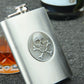 8 oz stainless steel SKULL hip flask with bag