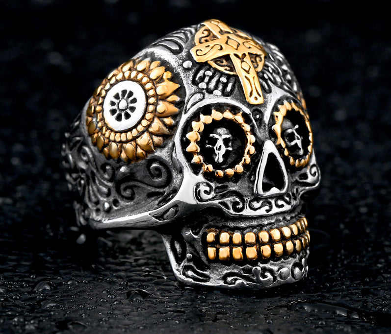 skull ring men stainless steel Hip-hop retro punk personality biker jewelry