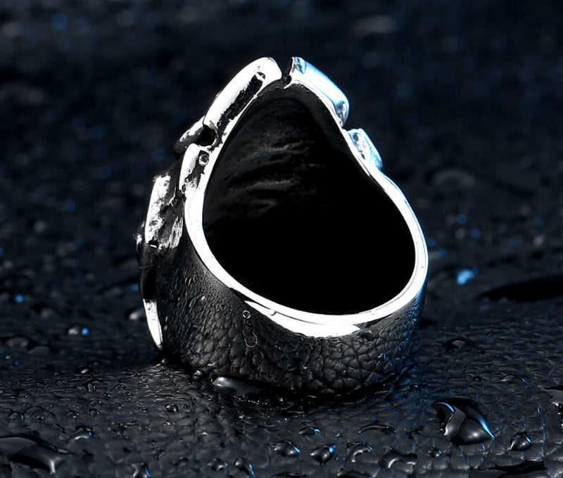 good detail factory price men punk skull ring stainless steel fashion jewelry