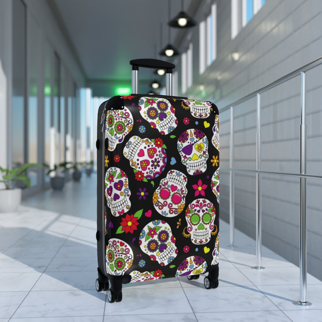 Day of the dead sugar skull Suitcases, floral skull suitcase luggage, sugar skull luggage, dia de los muertos suitcase