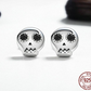 Genuine 925 Sterling Silver Skull Skeleton Stud Earrings for Women Black Clear CZ Sterling Silver Jewelry Brincos SCE064