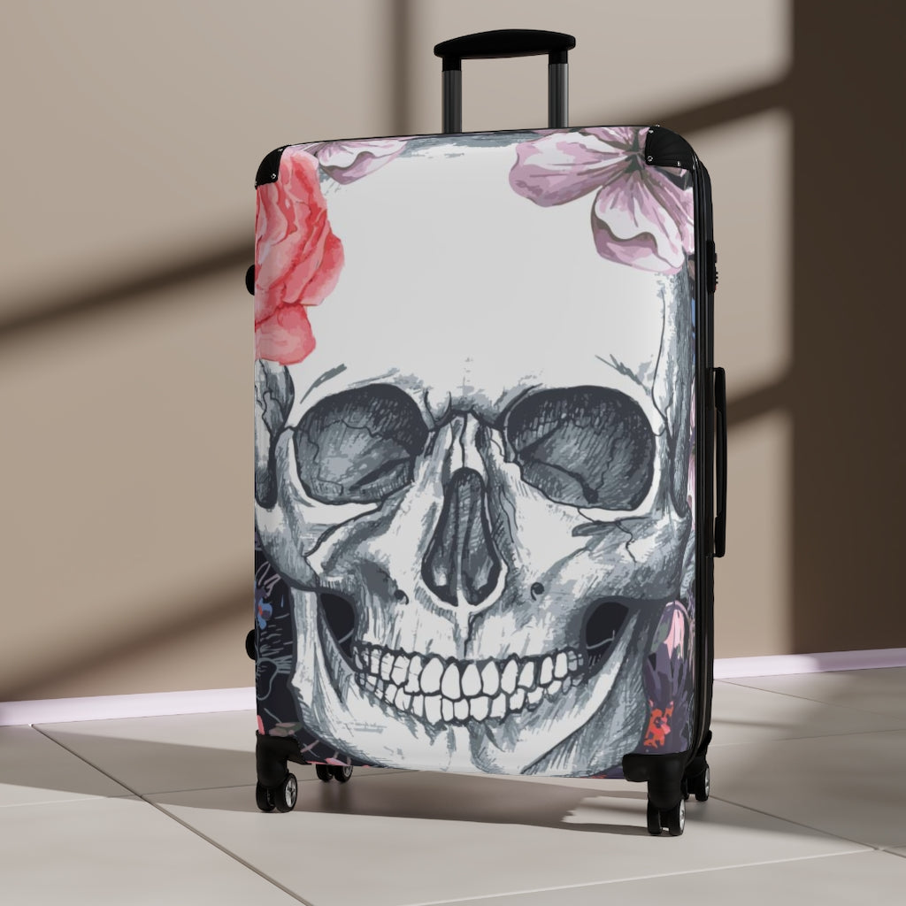 Grim reaper skull Suitcases, Halloween gothic skull suitcase luggage, day of the dead suitcase luggage