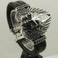Cool wing feather star skull woven leather 316 stainless steel bangle bracelet