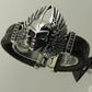 Cool wing feather star skull woven leather 316 stainless steel bangle bracelet